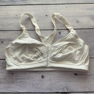 Leading Lady Bra Front Closure Womens 36B White Racerback Knit Wireless 105